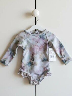 NWT Current Tyed Chemical Free UPF 50+ Rashguard Swimsuit size 0-6 Months